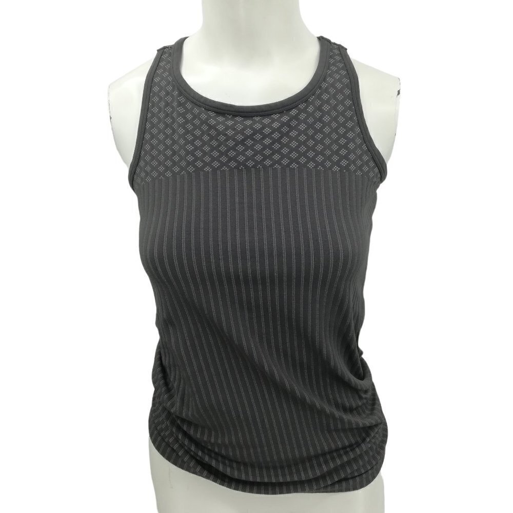 Athleta Renew Seamless Gray Striped Geometric Racerback Tank Top Size M Stretch